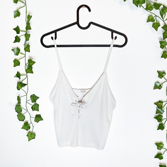 BRANDY MELVILLE Bethany White Ribbed Lace Up Tank - Picture 1 of 3